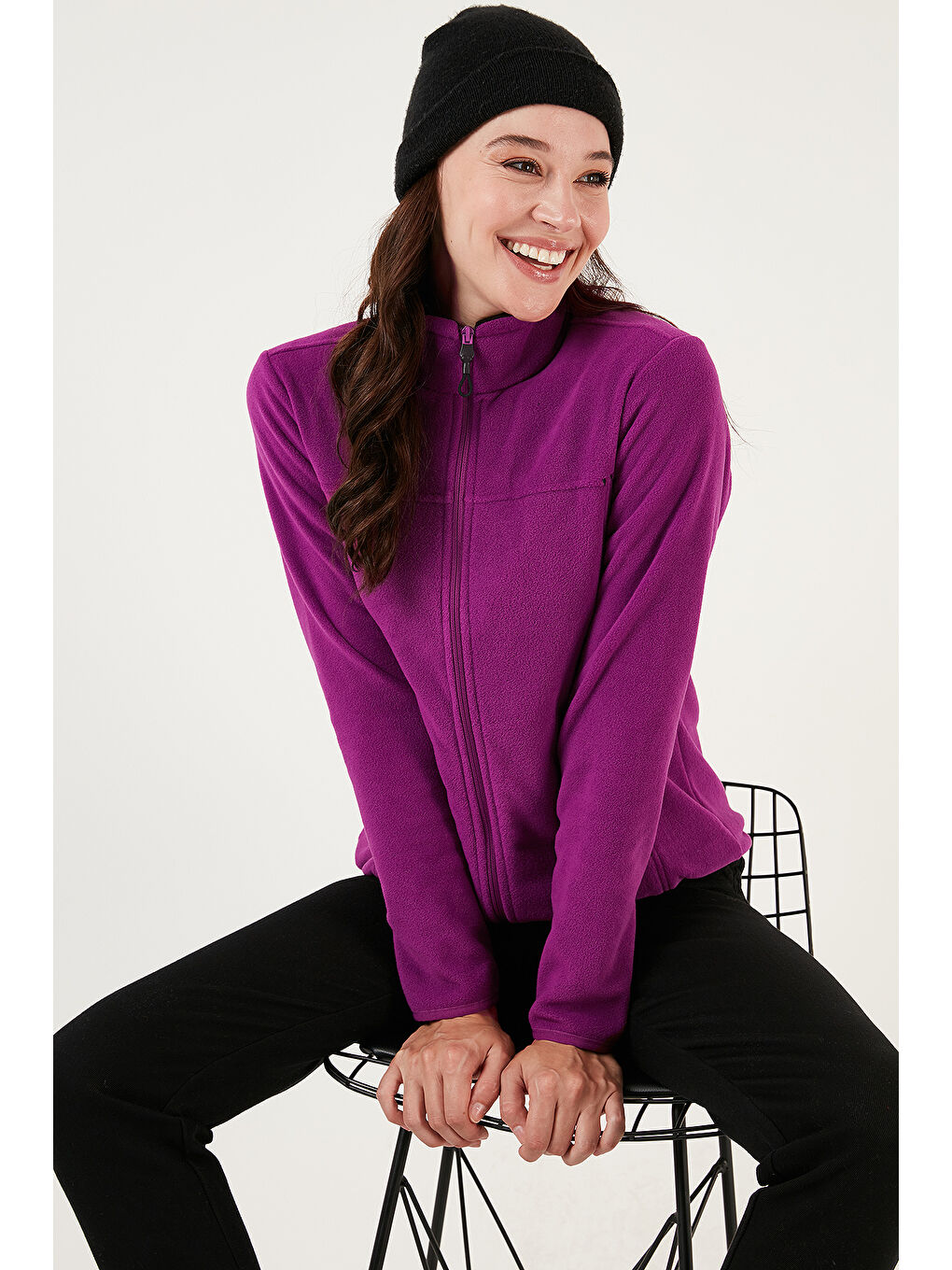 Mor Slim Fit Anti-Pilling Tüylenme Yapmayan Fermuarlı Cepli Hırka 2' li Paket Polar 5907002S2-1