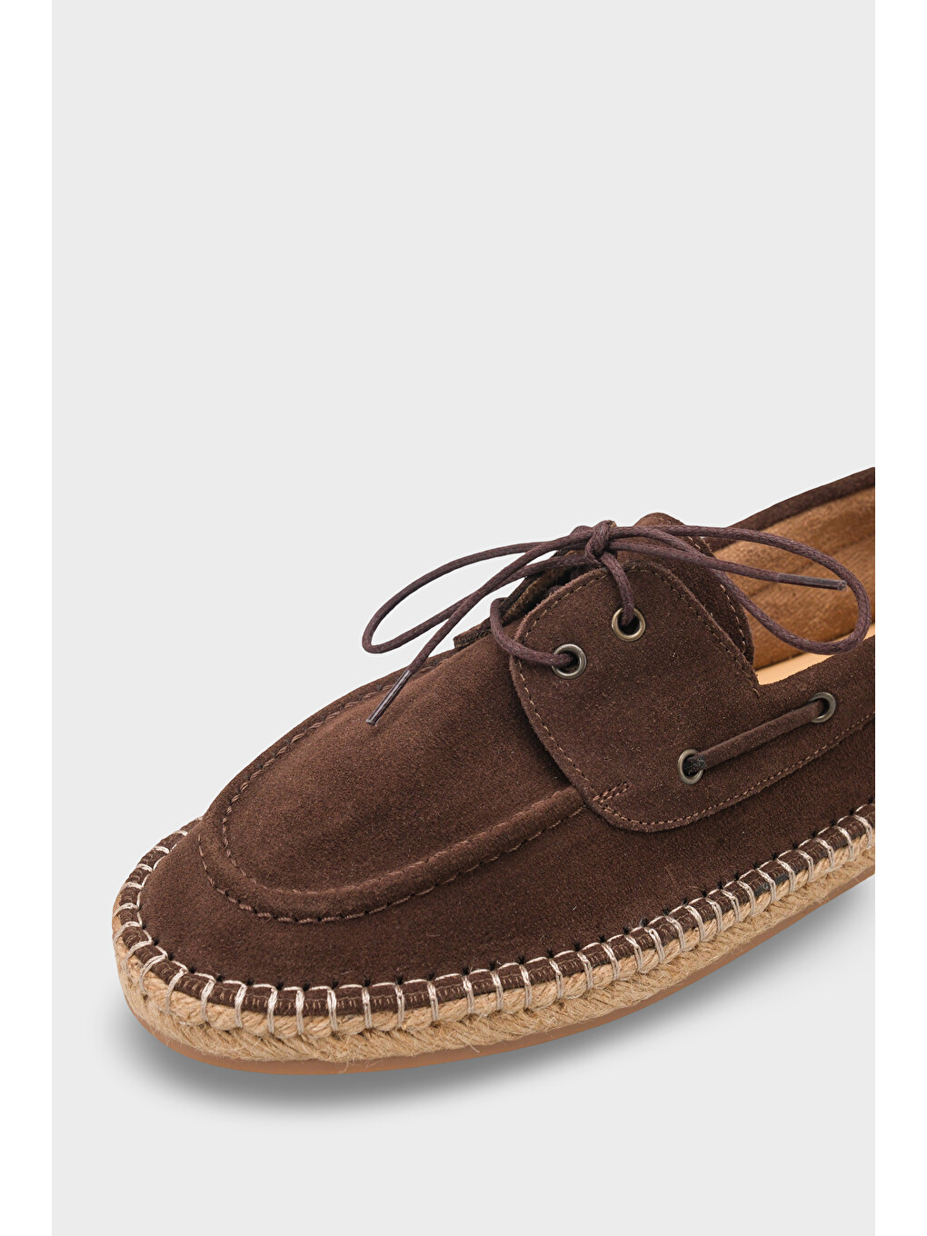 Kahverengi Drake Hakiki Deri Süet Espadril Tabanlı Erkek Ayakkabı-4