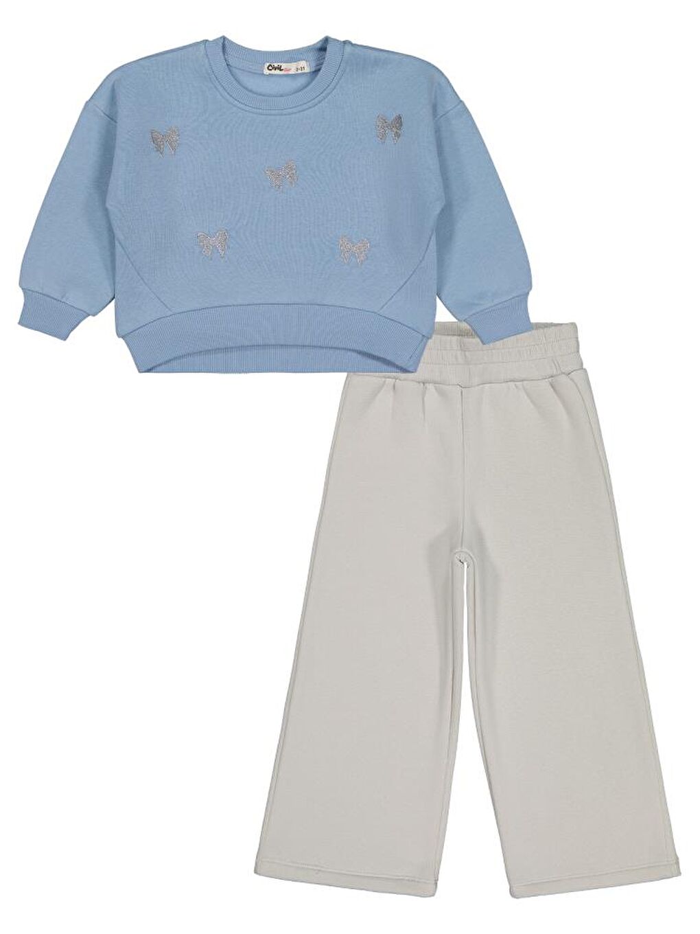 Girls Fiyonk Nakışlı 2-5 Yaş Eşofman Takımı - Mavi 2-3 Yaş
