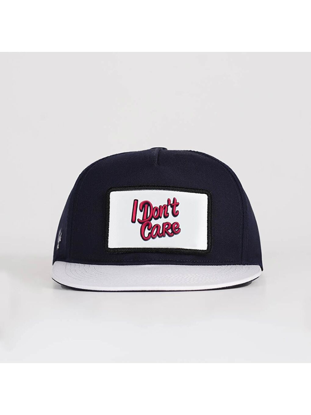 I Don't Care Logolu Beyaz-Lacivert Hip Hop Şapka-1