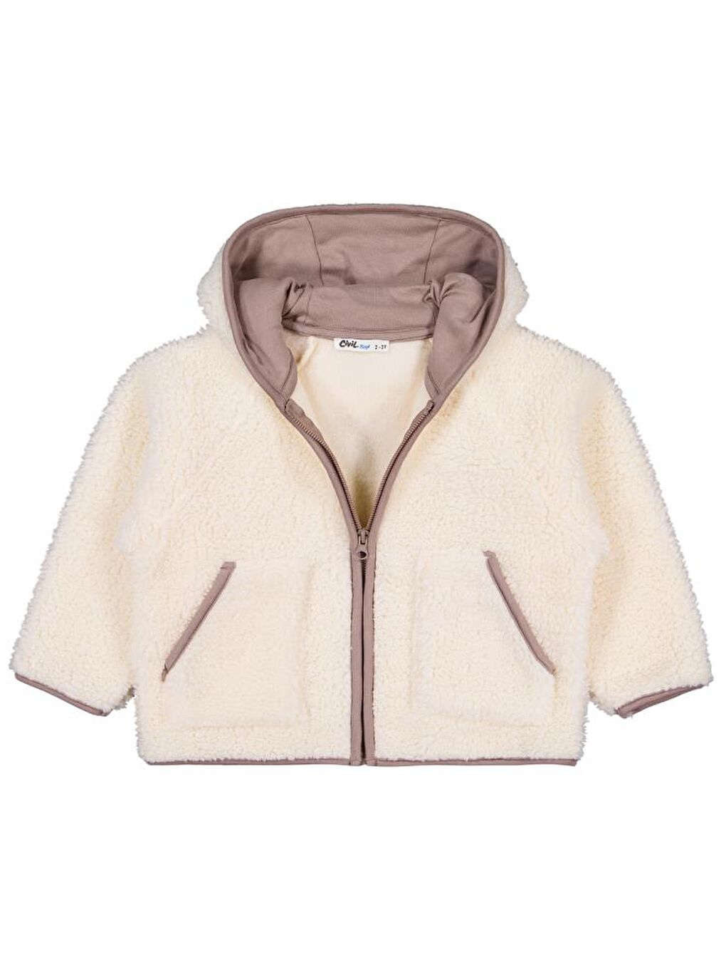 Boys Biyeli Fermuarlı 2-5 Yaş Hırka - Bej 3-4 Yaş-1