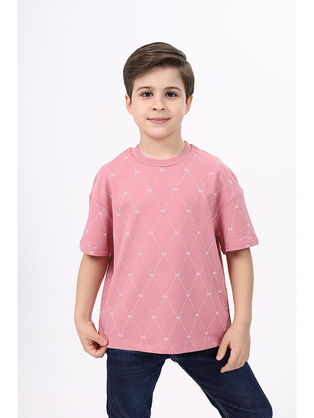 Pembe Unisex Çocuk Baskılı Tişört