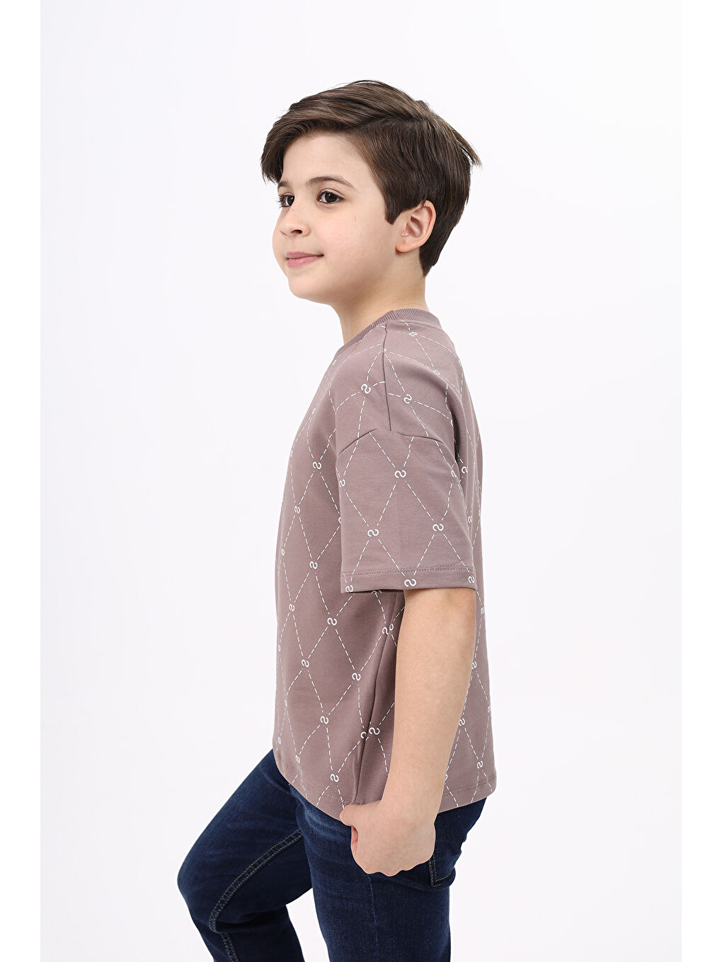 Kahverengi Unisex Çocuk Baskılı Tişört-2