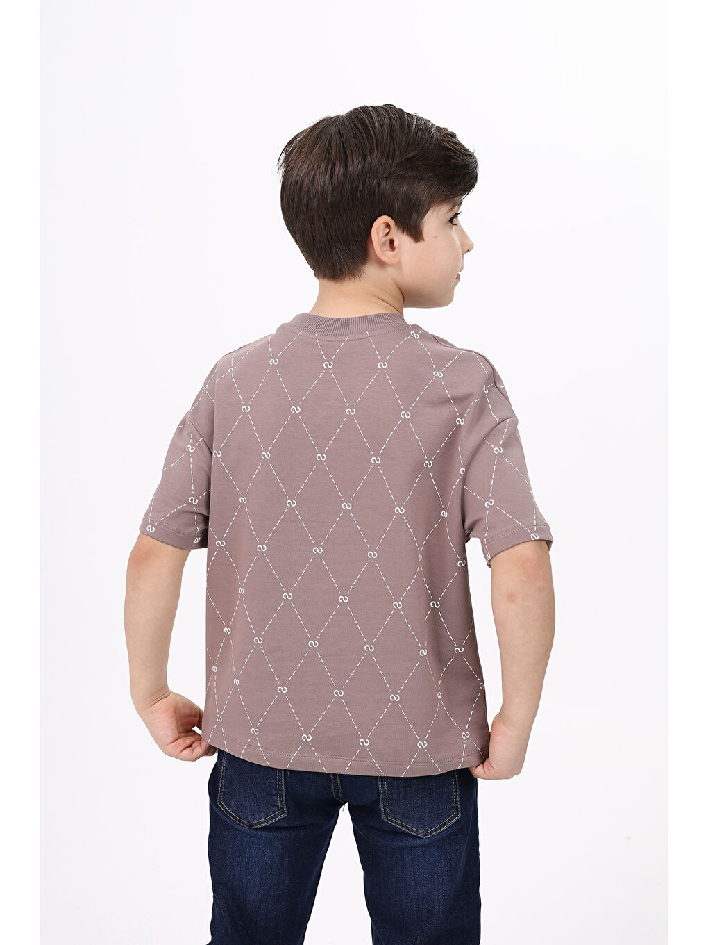 Kahverengi Unisex Çocuk Baskılı Tişört-4