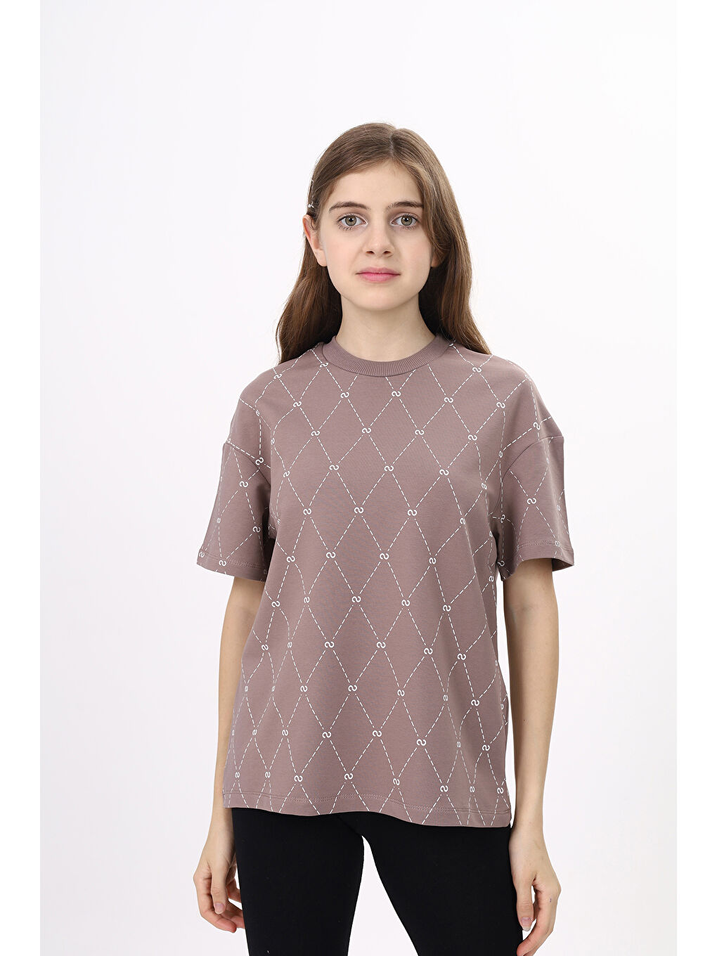 Kahverengi Unisex Çocuk Baskılı Tişört-5