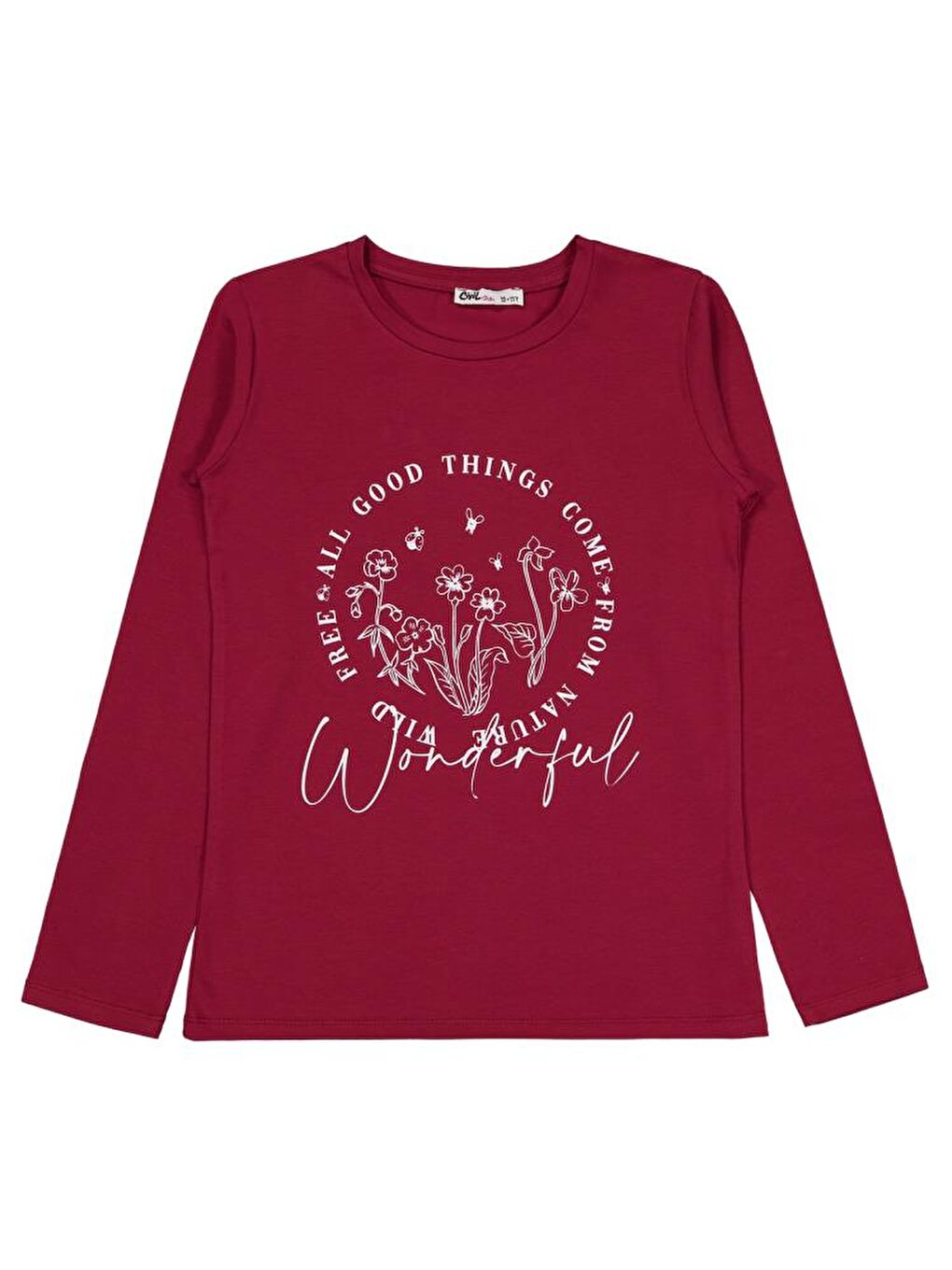 Girls Wonderful Baskılı 10-13 Yaş Sweatshirt - Bordo 12-13 Yaş-1