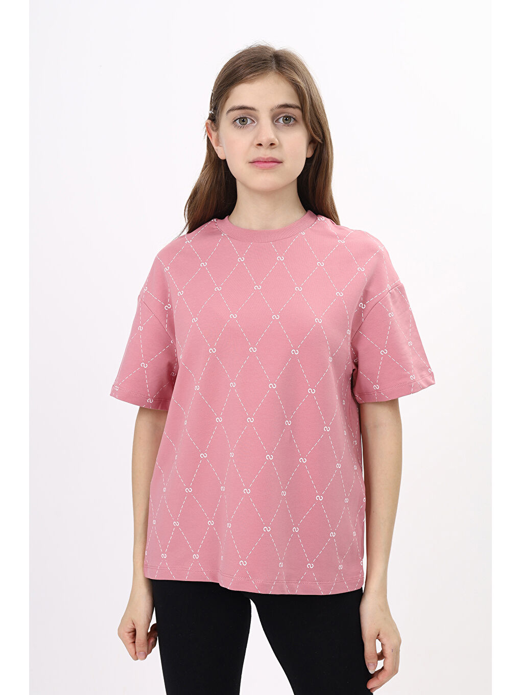 Pembe Unisex Çocuk Baskılı Tişört-4