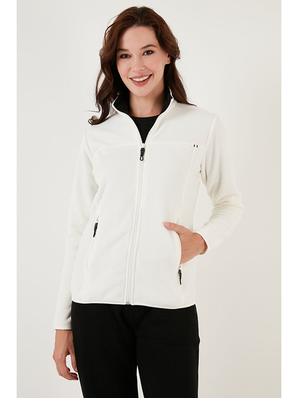 Ekru Slim Fit Anti-Pilling Tüylenme Yapmayan Fermuarlı Cepli Hırka 2' li Paket Polar 5907002S2-1