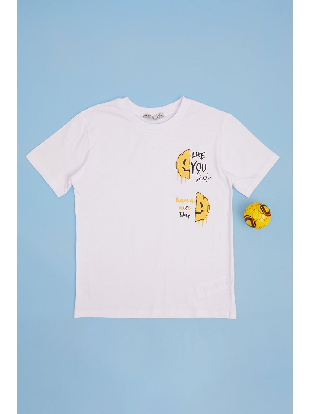 Beyaz Lıke You Cool Yazı Baskılı Erkek Çocuk Tişört