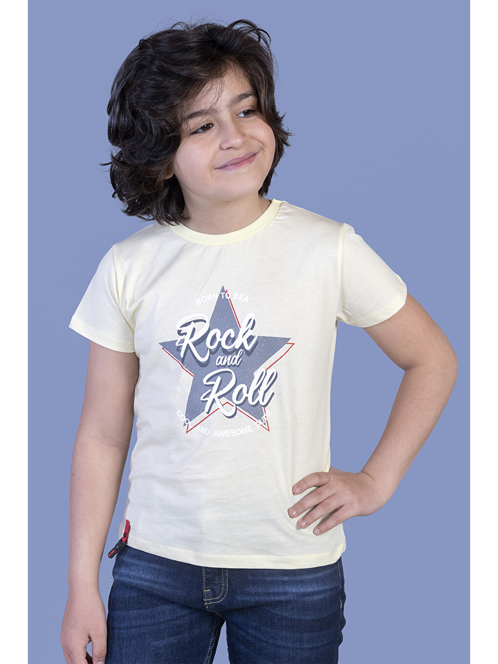 Sarı Erkek Çocuk Yıldız Baskılı Tişört