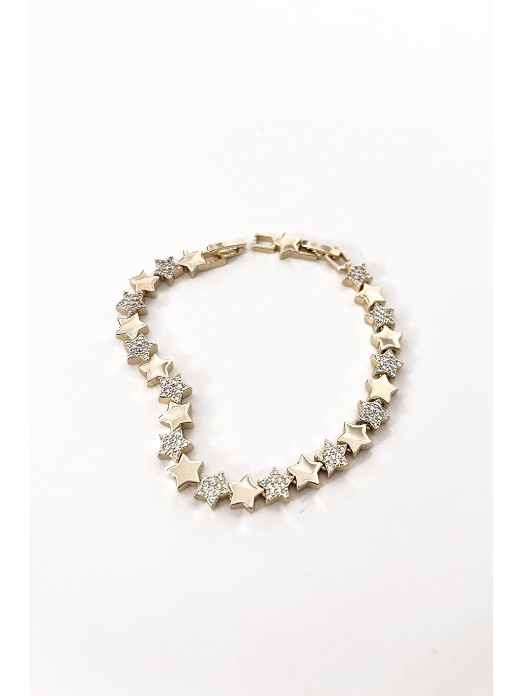Sarı Zirkon Taşlı Yıldız Sıralı Vip Bileklik-1