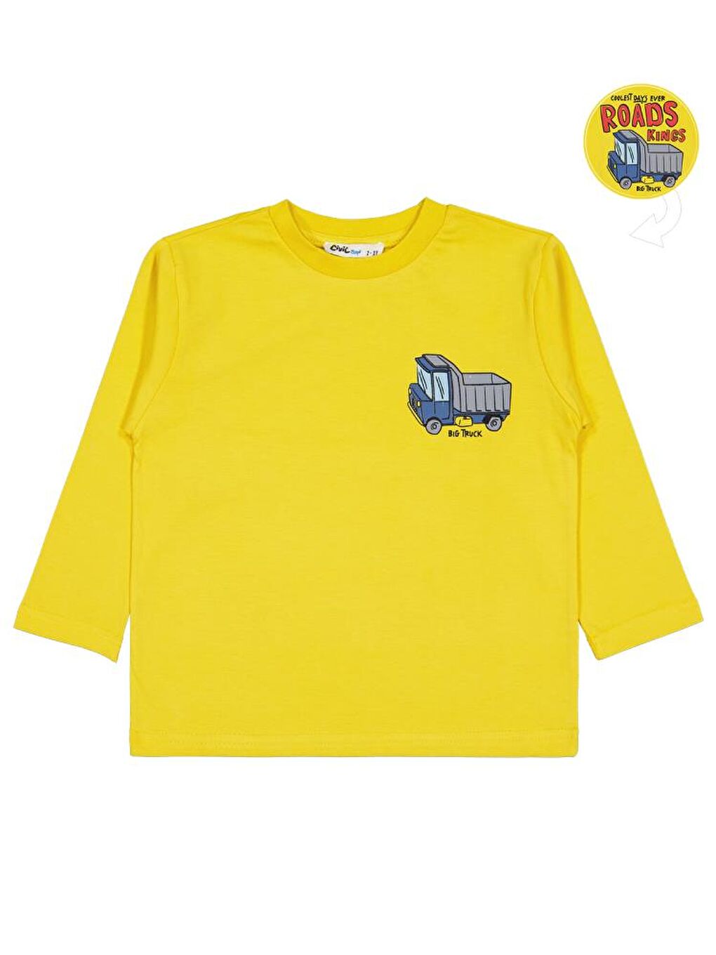 Boys Roads Baskılı 2-5 Yaş Sweatshirt - Sarı 2-3 Yaş