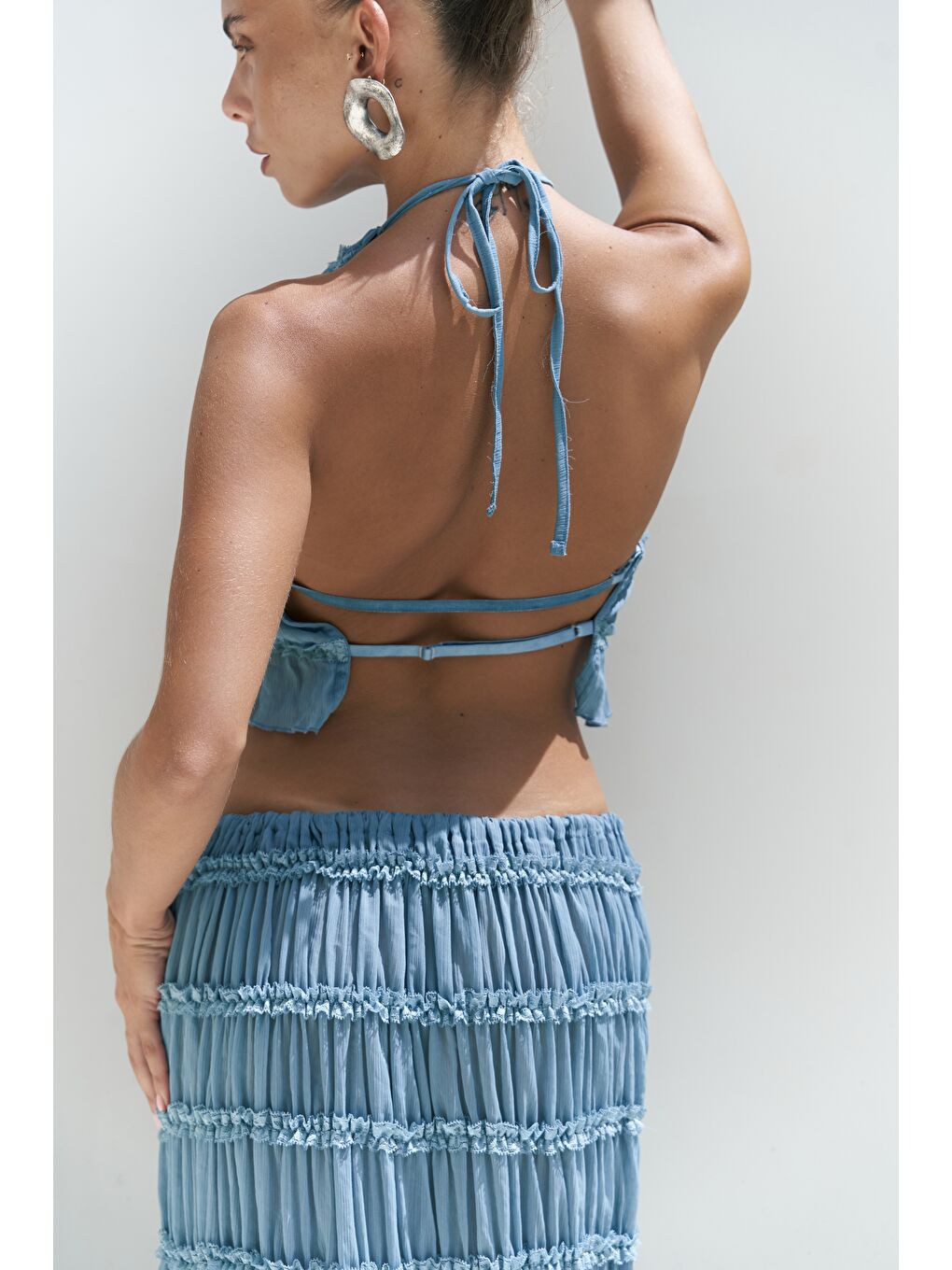 Sofi Transparan Mavi Crop Etek Takım-6