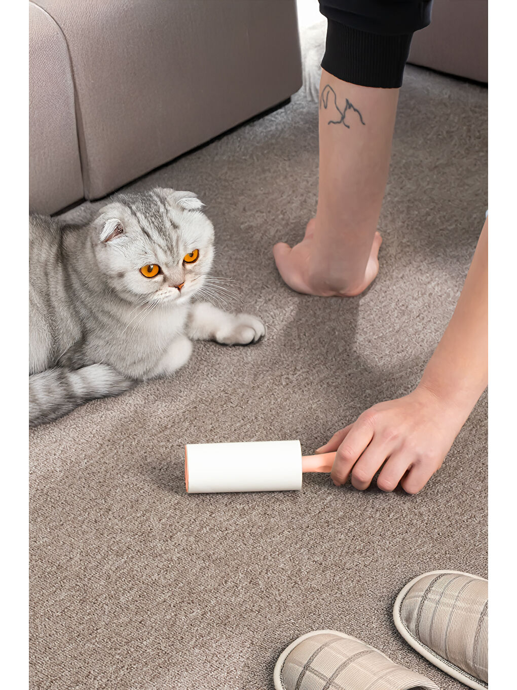 3106 Kedi Köpek Tüy Toplayıcı Rulo + 4 Adet Yedek Rulo Somon-4