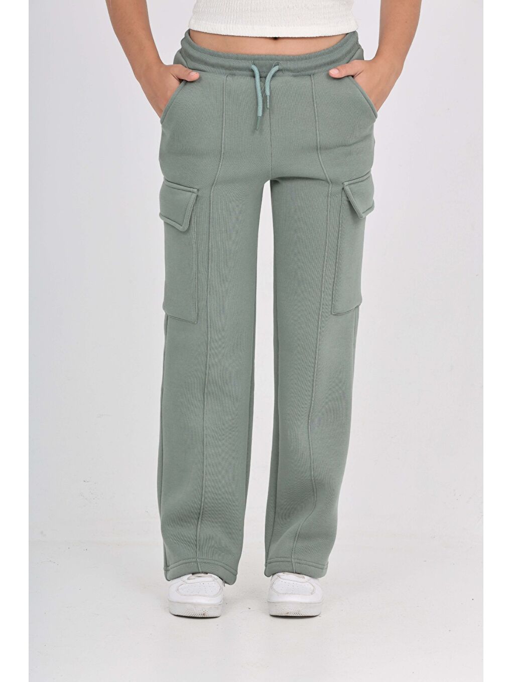 Yeşil Kız Çocuk Kargo Cep Detaylı Eşofman Alt-2