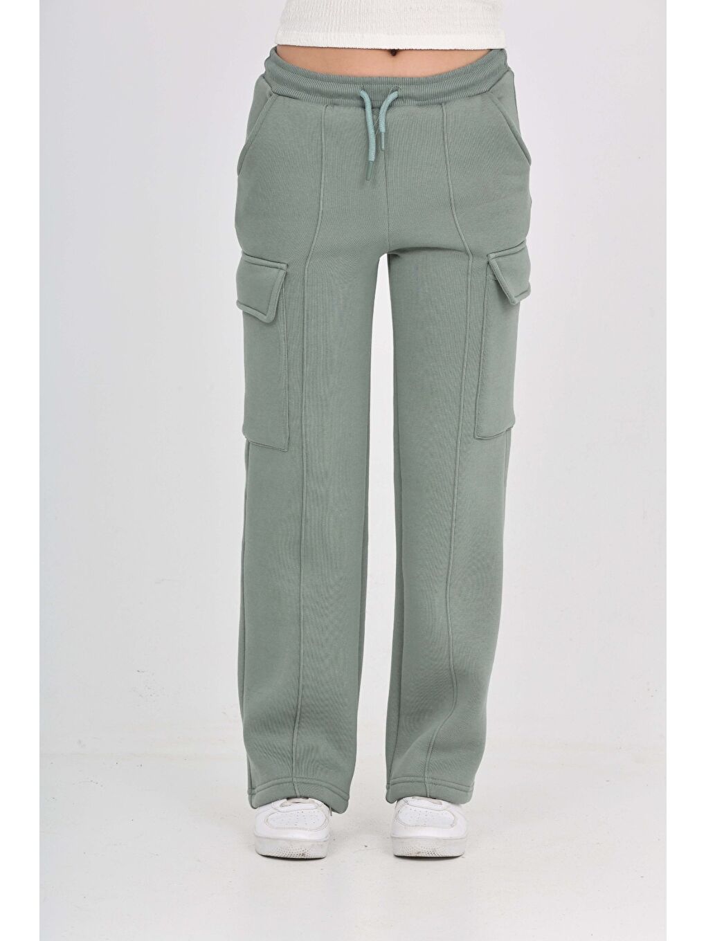 Yeşil Kız Çocuk Kargo Cep Detaylı Eşofman Alt-3