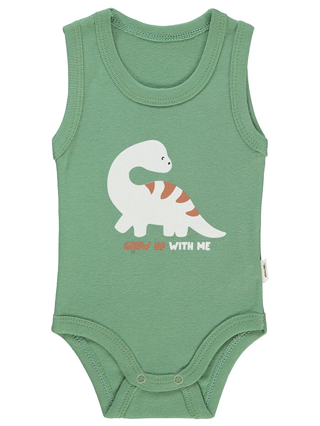 Baby Dinozor Baskılı 1-36 Ay Çıtçıtlı Badi - Haki 18-24 Ay