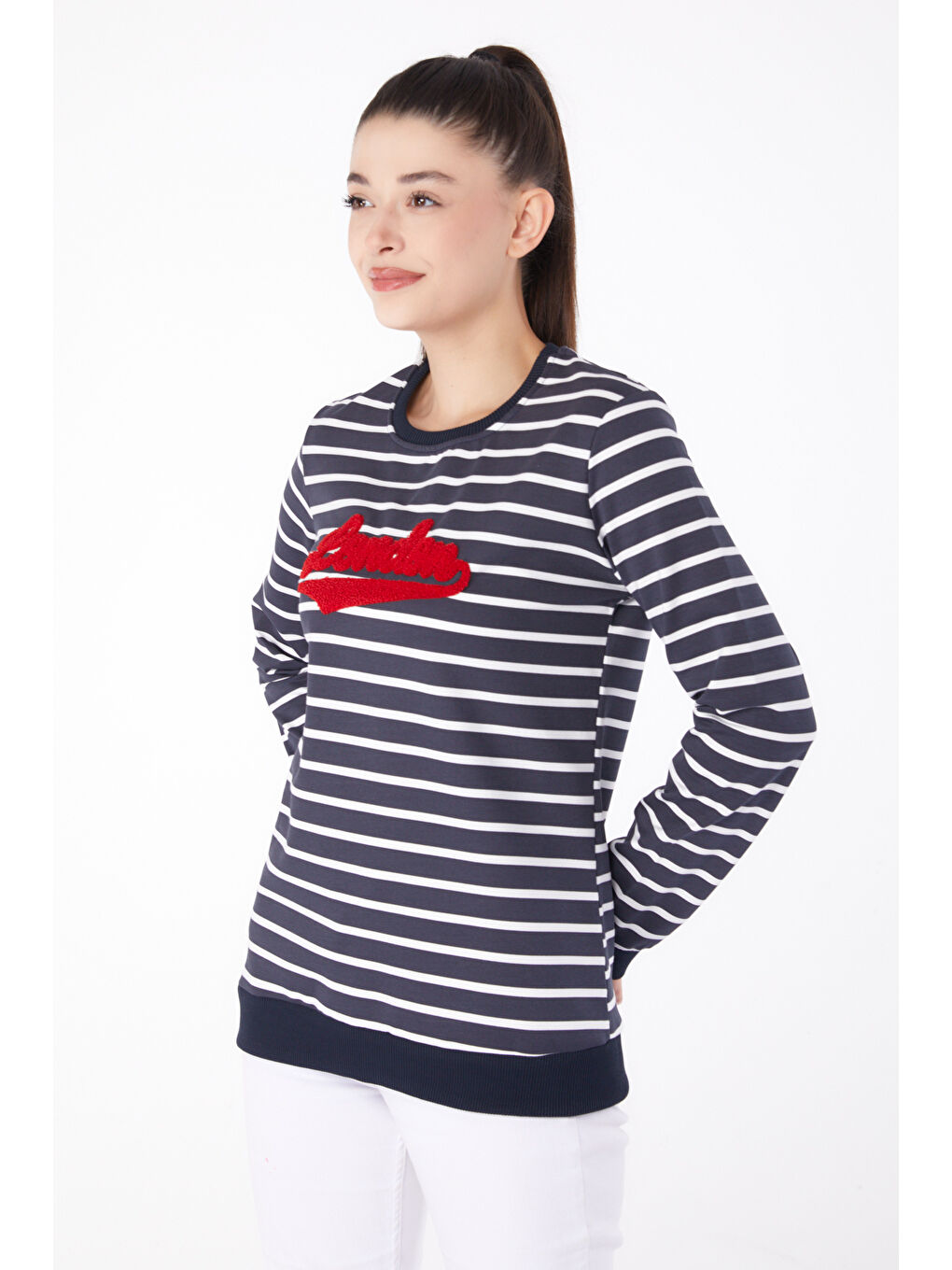 Nakışlı Sweatshirt Antrasit - 26287