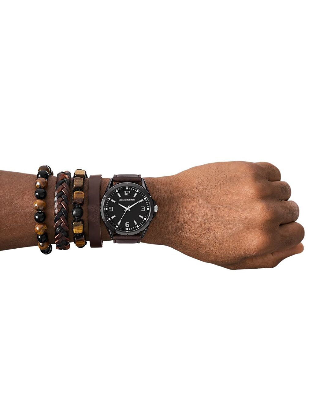 Kahverengi SR9119 Erkek Kol Saati ve Bileklik Seti-3