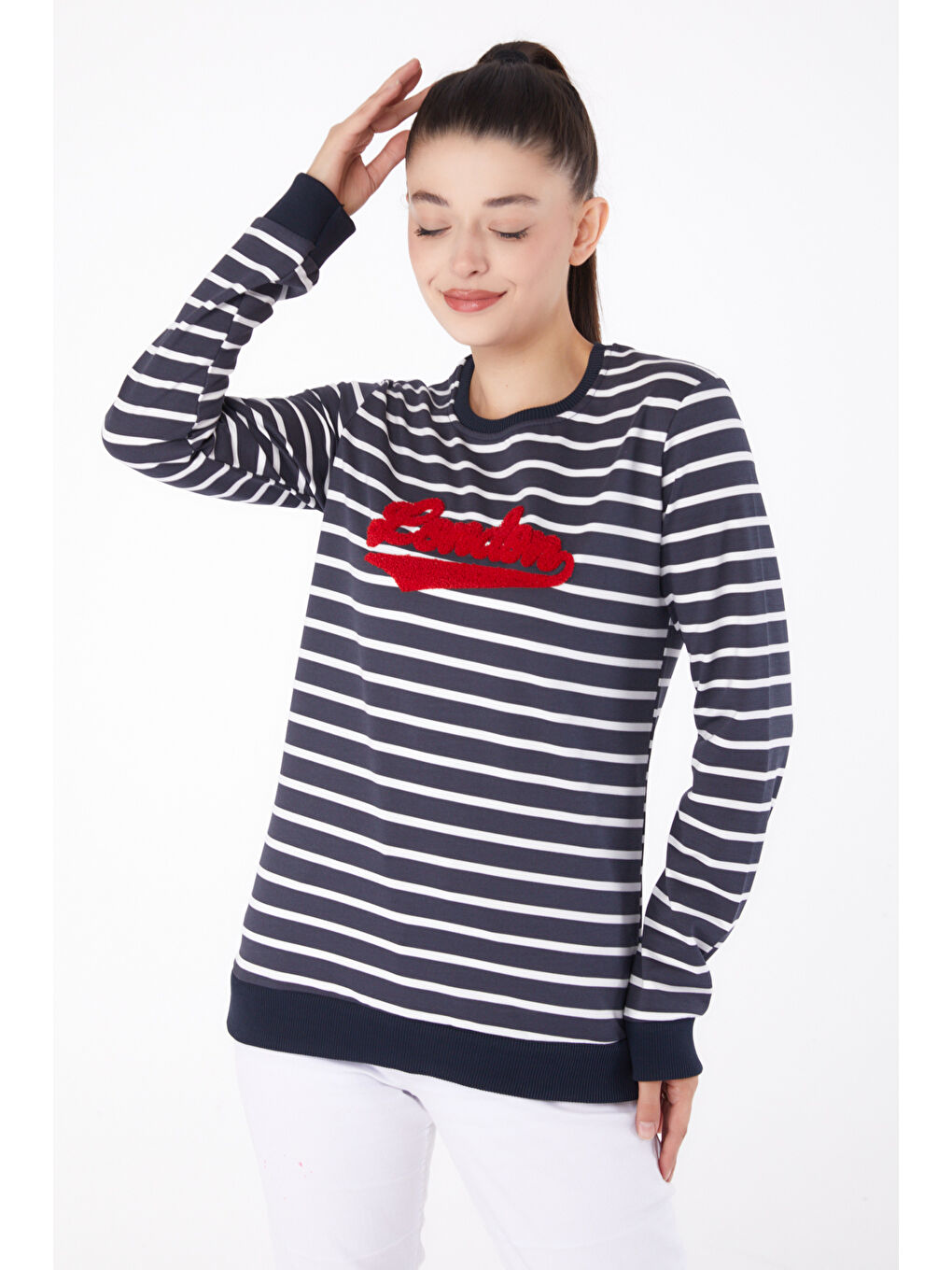 Nakışlı Sweatshirt Antrasit - 26287-1