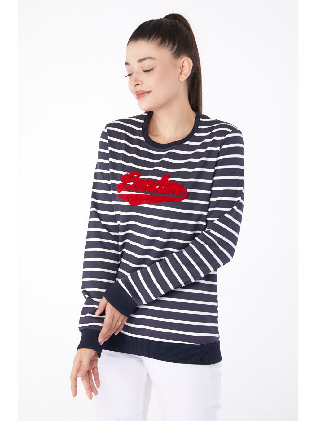 Nakışlı Sweatshirt Antrasit - 26287-2
