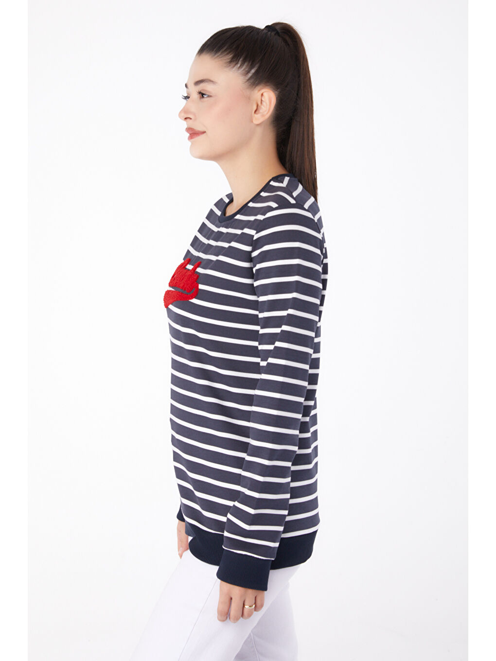 Nakışlı Sweatshirt Antrasit - 26287-3