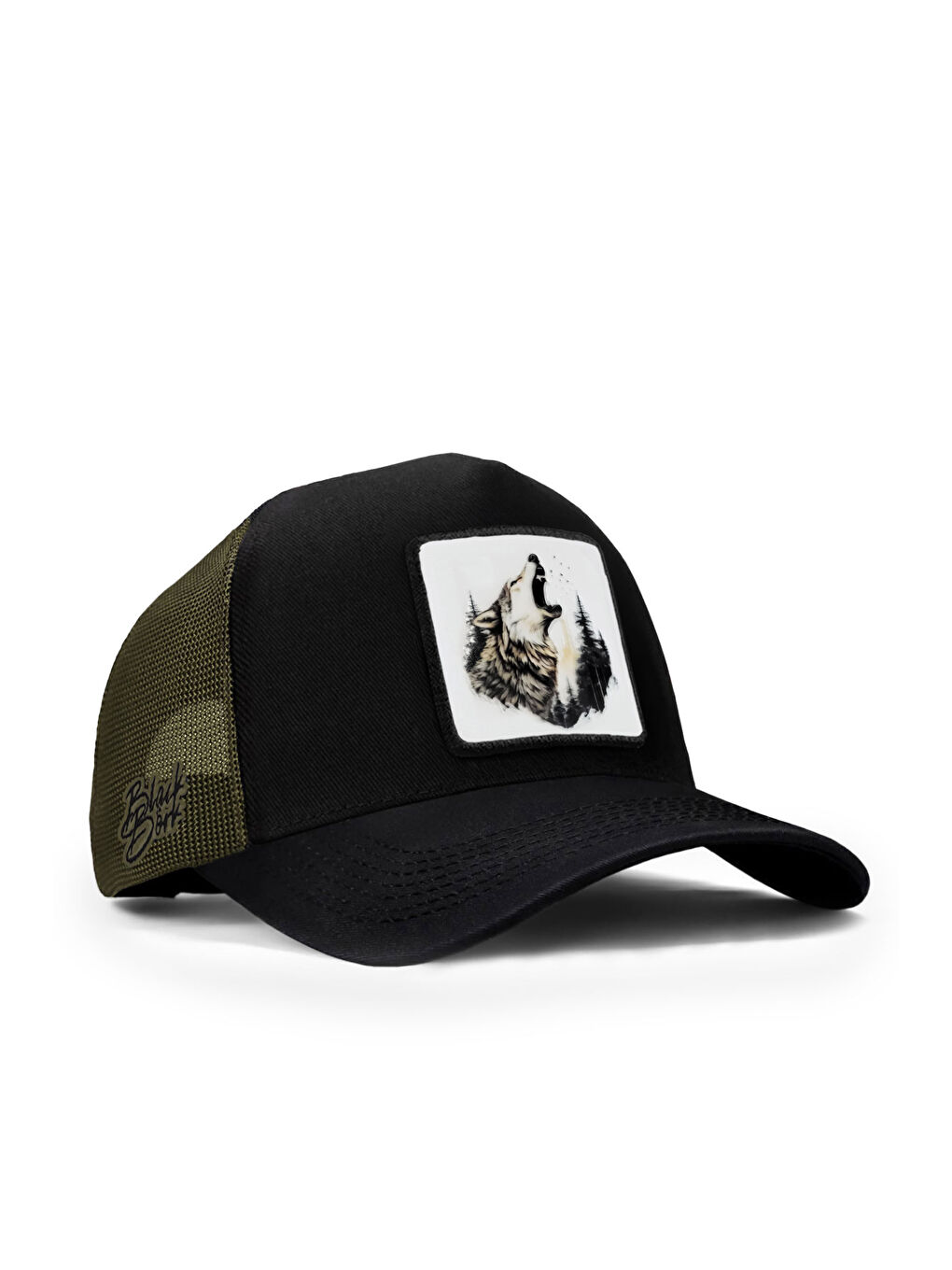 Logolu Siyah-Haki Trucker Şapka