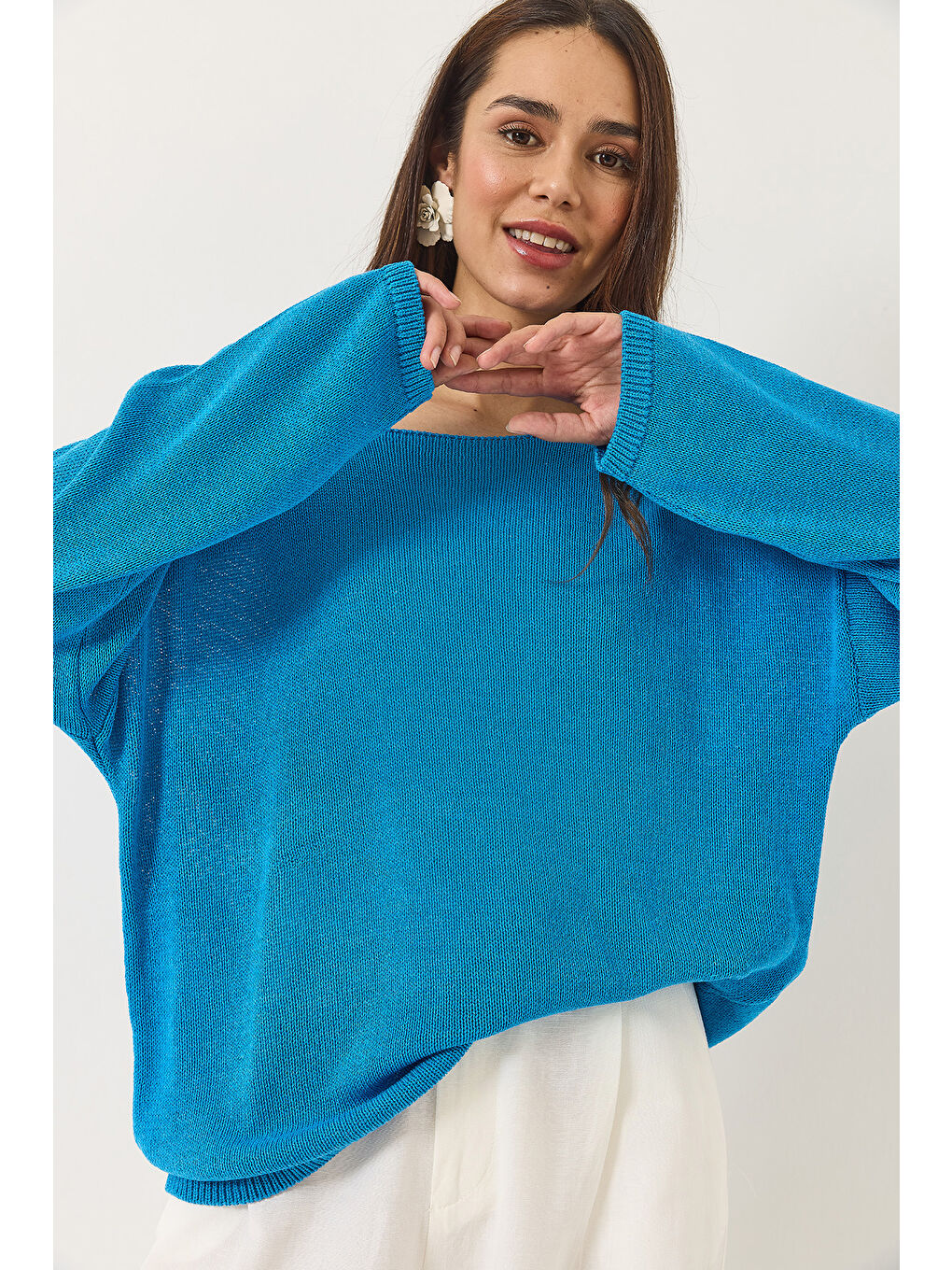 Mavi Kadın Kayık Yaka Triko Merserize Basic Bluz-1