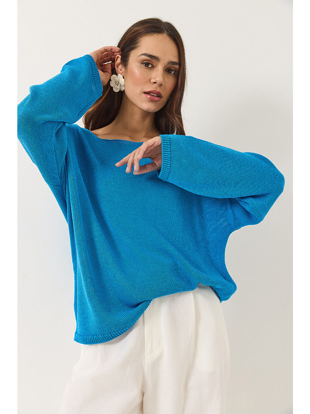 Mavi Kadın Kayık Yaka Triko Merserize Basic Bluz-2