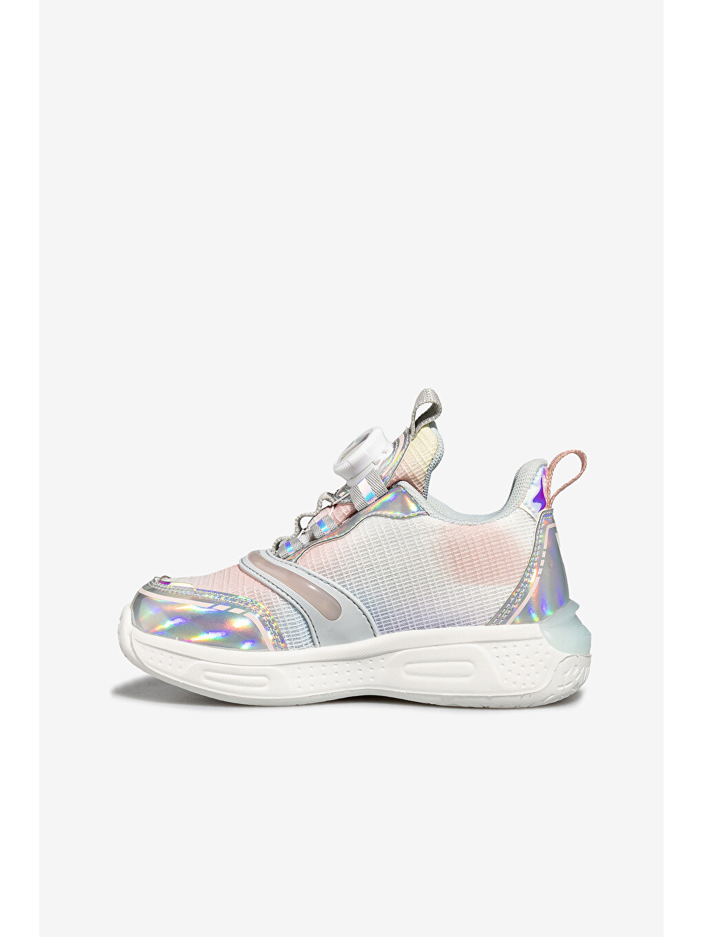 Gri Yusi Işıklı Kız Bebek Gümüş Sneaker-1