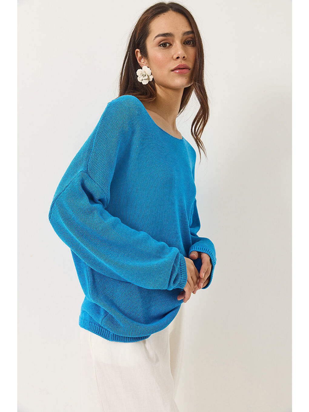 Mavi Kadın Kayık Yaka Triko Merserize Basic Bluz-3