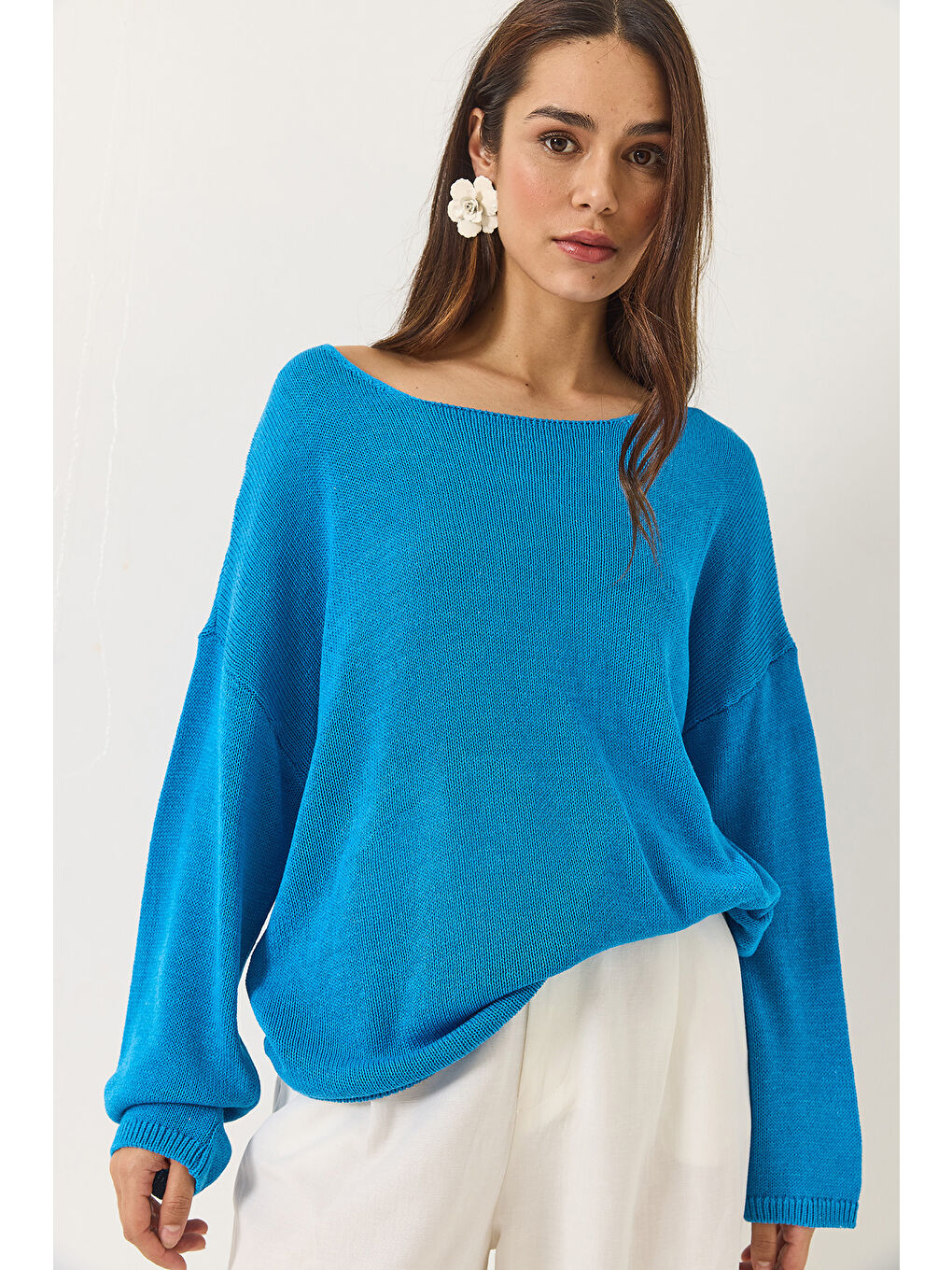 Mavi Kadın Kayık Yaka Triko Merserize Basic Bluz-4