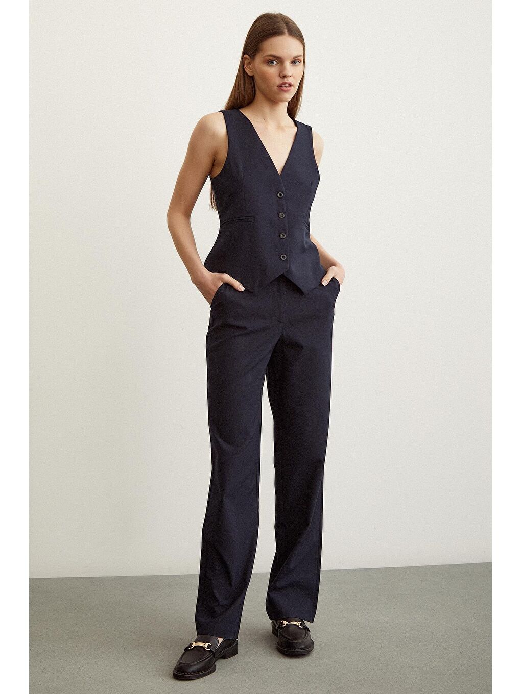 Lacivert Klasik Boru Paça  Pantolon