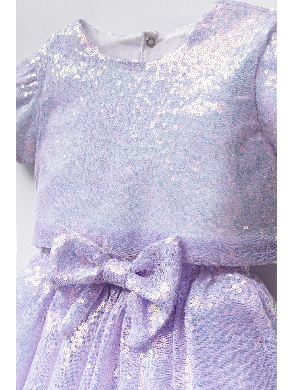 Lila Kız Çocuk Pul Payetli Crop Üst Ve Tüllü Fiyonklu Etek Takım-1