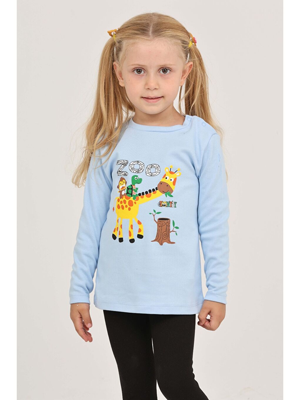 Mavi Kız Çocuk Zürafa Baskılı Sweatshirt-3
