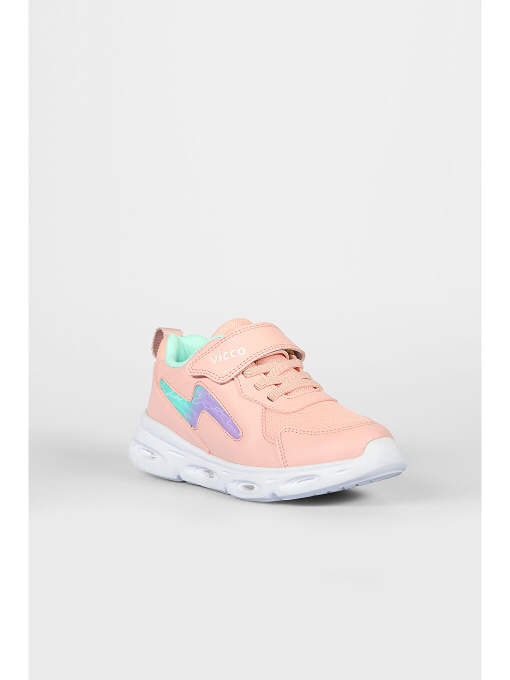 Pembe Fash Işıklı Kız Çocuk Pudra Spor Ayakkabı-2