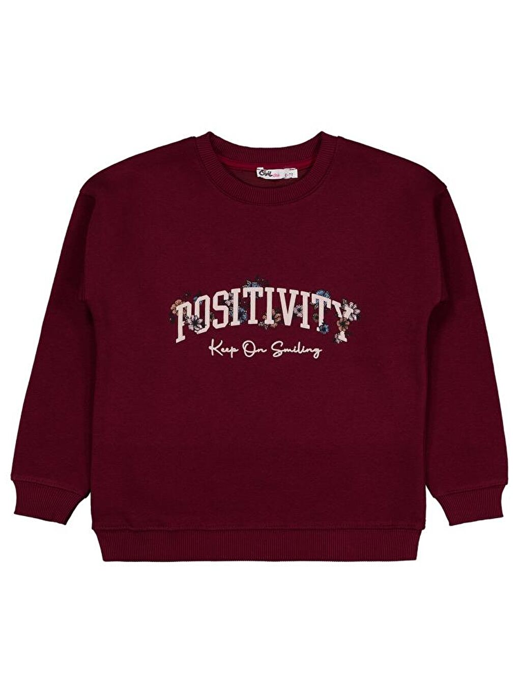 Girls POSSITIVE Baskılı 6-9 Yaş Sweatshirt - Bordo 7-8 Yaş