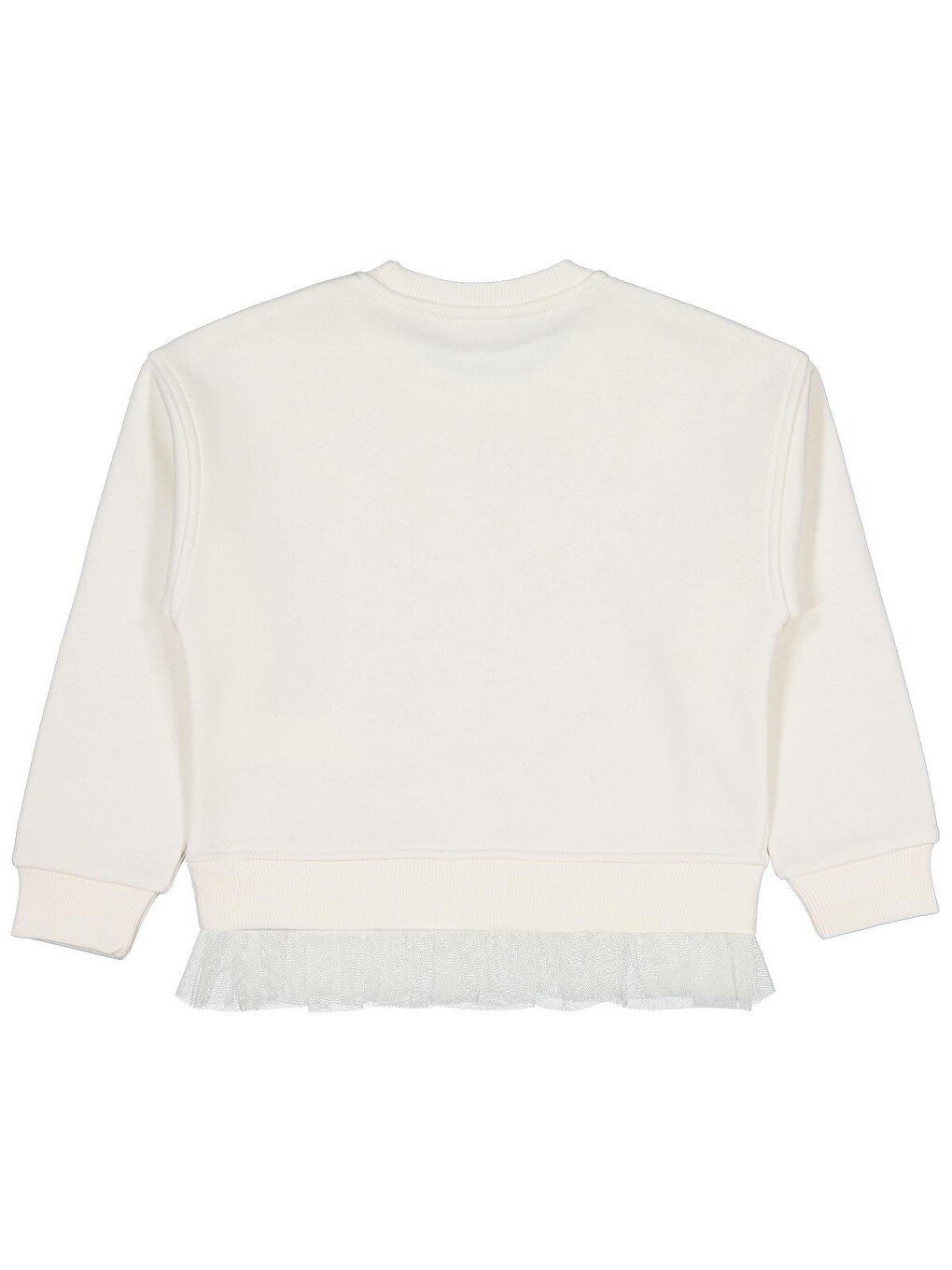 Girls Yıldız Baskılı 10-13 Yaş Sweatshirt - Ekru-1