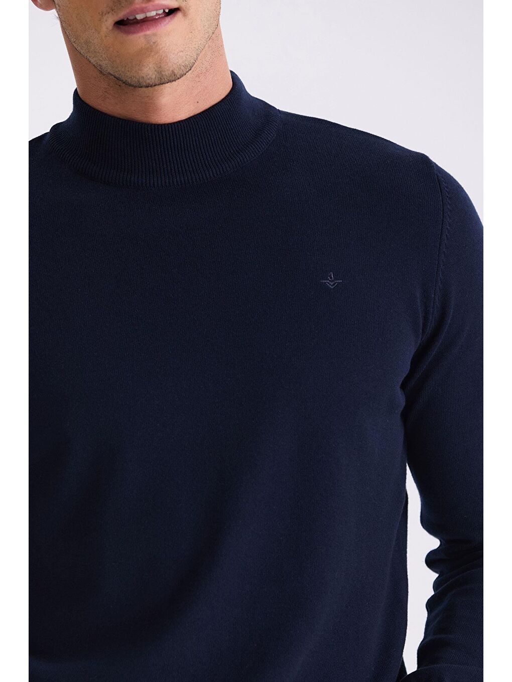 Lacivert Slim Fit Yarım Balıkçı Triko Kazak-2