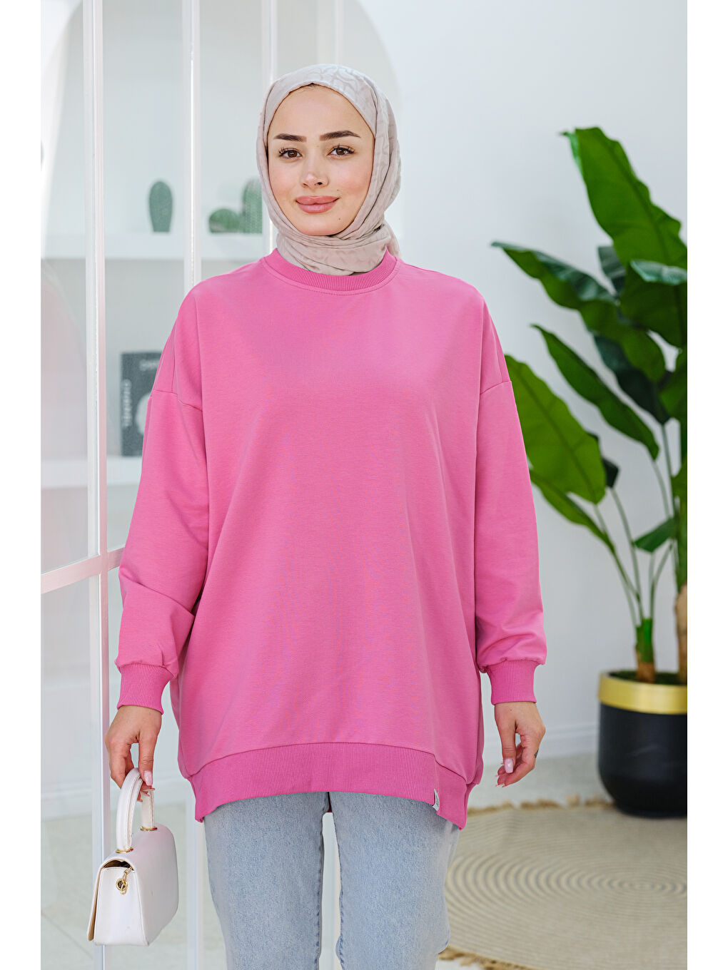 Locco Moda Pembe Arma Detay Oversize Tunik Pembe