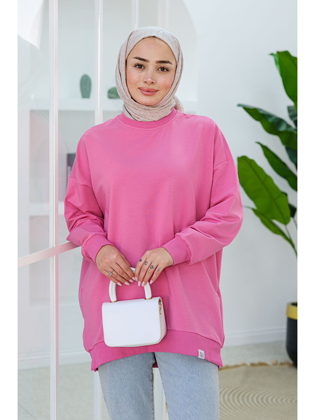 Locco Moda Pembe Arma Detay Oversize Tunik Pembe - 2