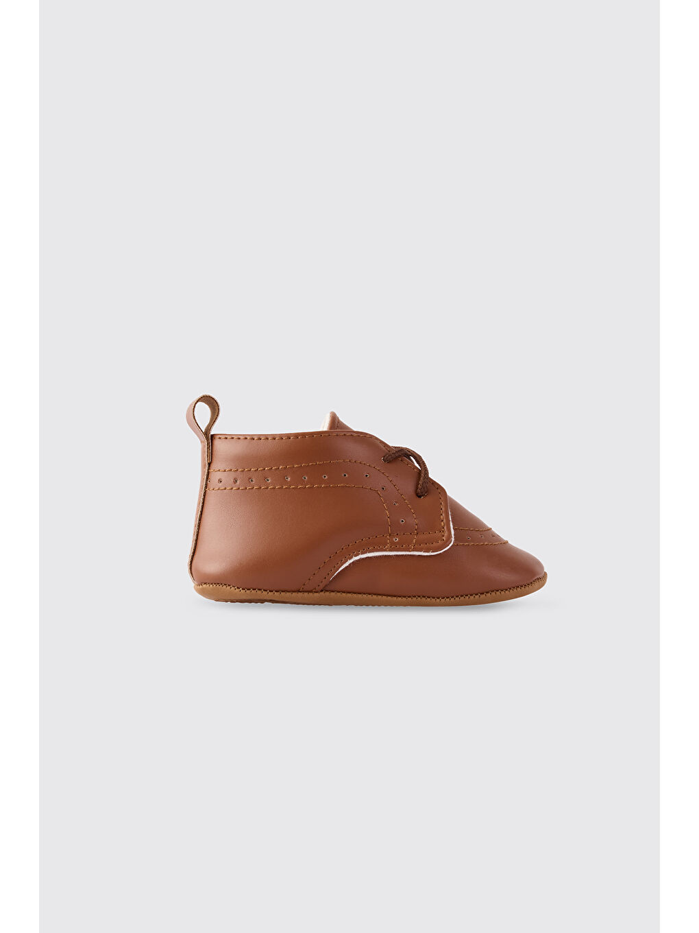 Kahverengi Yenidoğan Bağcık Detaylı Kahve Patik