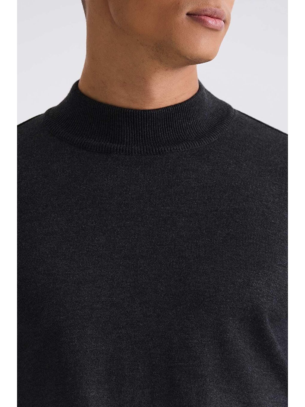 Antrasit Slim Fit Yarım Balıkçı Triko Kazak-2