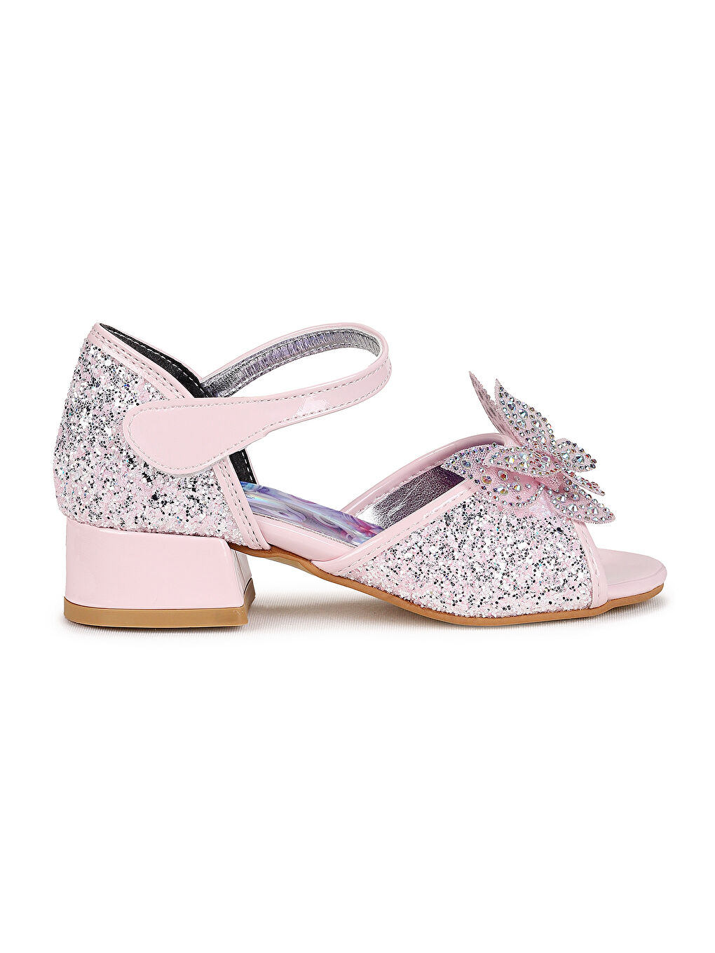 Pembe Winged Kız Bebek Topuklu Abiye Ayakkabı-3