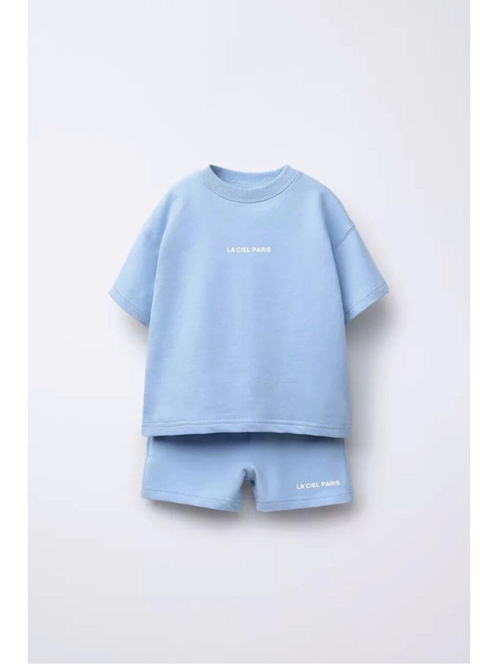 Mavi Kız Çocuk Oversize Tişört Ve Şort Takımı – 2'Li Set, Pamuklu Ve Rahat
