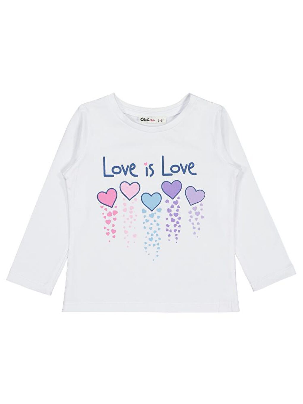 Girls Love is Love Baskılı 2-5 Yaş Sweatshirt - Beyaz 2-3 Yaş