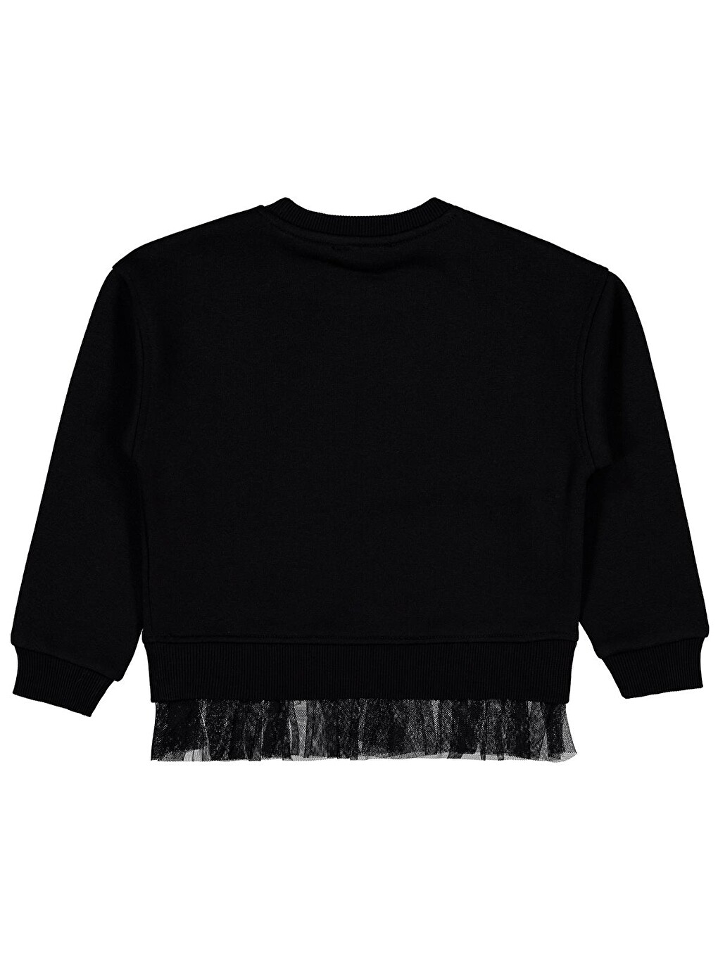 Girls Yıldız Baskılı 10-13 Yaş Sweatshirt - Siyah-1