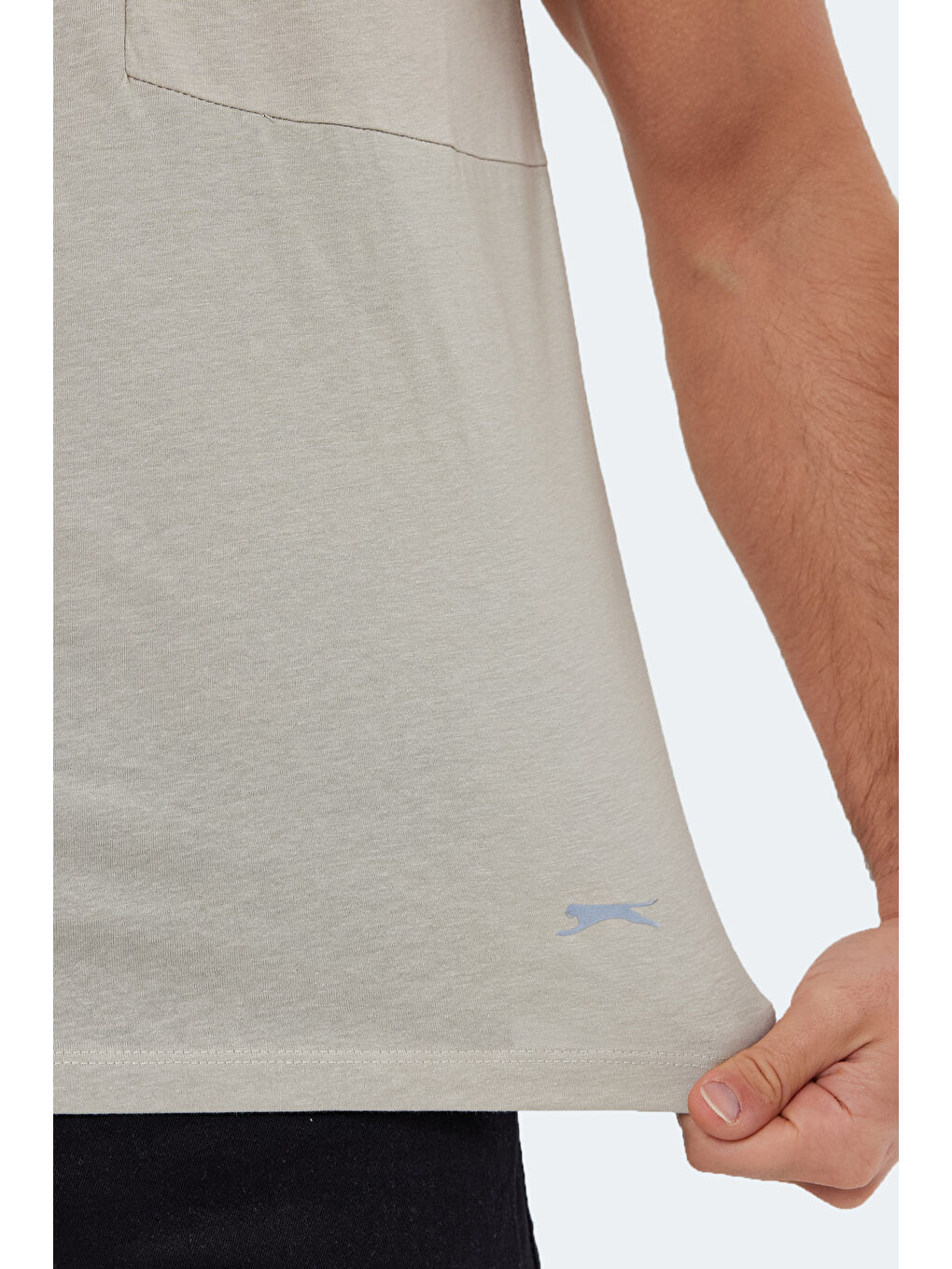 Bej KAURI Erkek %100 Pamuk Tişört Taş Gri-5