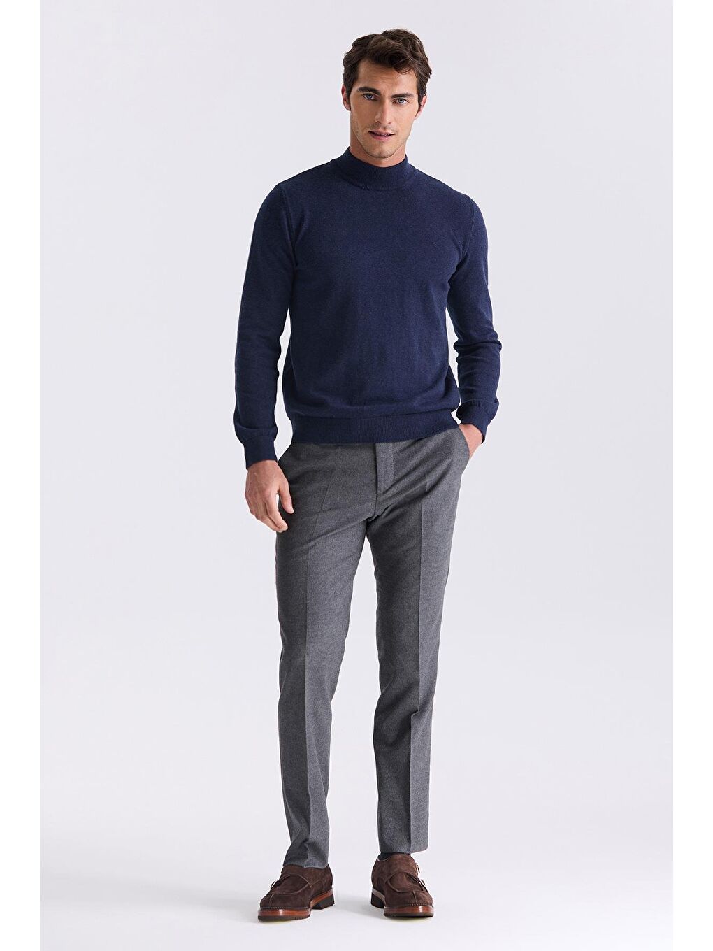 İndigo Slim Fit Yarım Balıkçı Triko Kazak-1