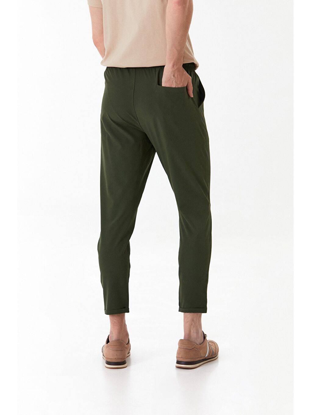 Haki Paraşüt Kumaş Duble Paça Cepli Pantolon-3